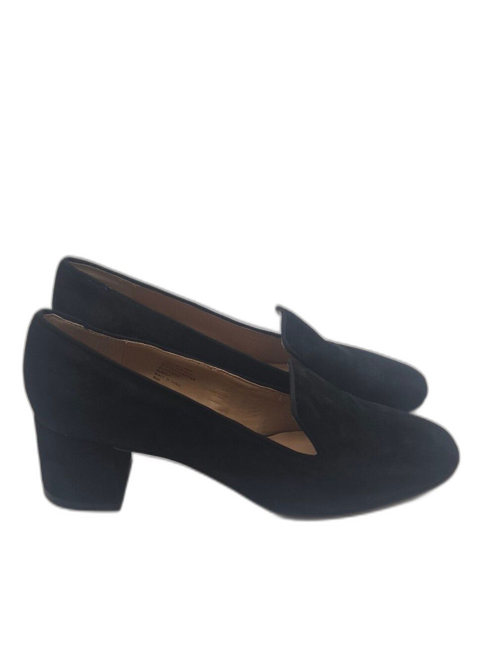 Banana Republic Smoki Black Suede Low Block Heeled Loafers Size 9.5M